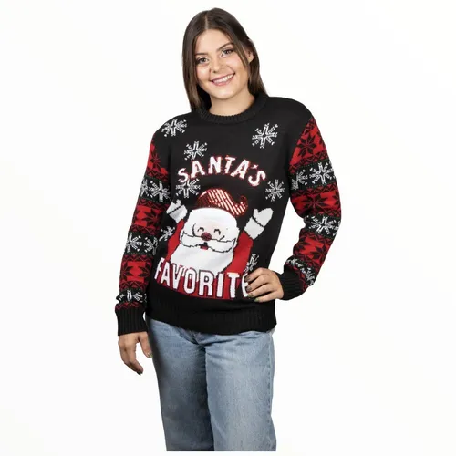 Su ter Navide o Negro Divertido Para Mujer Santa Claus Feliz
