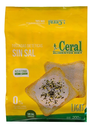 Tostadas Dieteticas Ceral Light Sin Sal Con Gluten 200g - Fw
