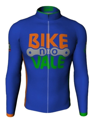 Camisa Bike No Vale Tradicional Azul Manga Longa