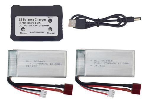 Fytoo 2pcs 7.4v 1700mah T-plug Batería De Litio Con Cargador