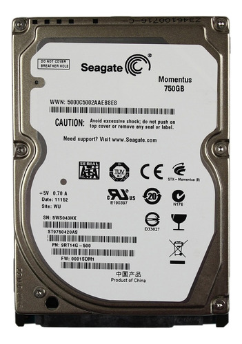Disco duro interno Seagate Momentus ST9750420AS 750GB