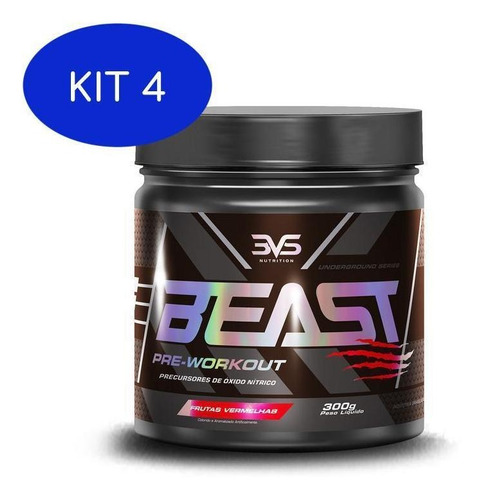 Kit 4 Pré Treino Beast - Frutas Vermelhas