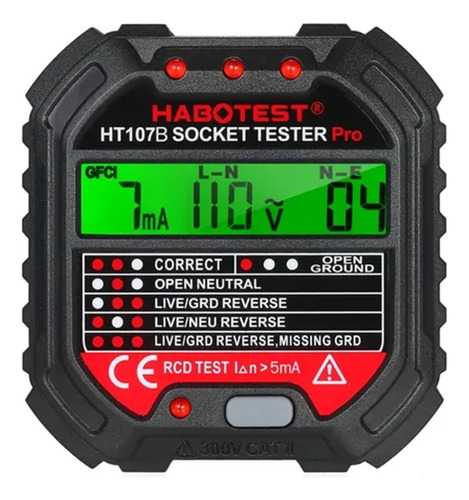 Habotest Gfci Outlet Tester Com Display De Tensão 90-250v