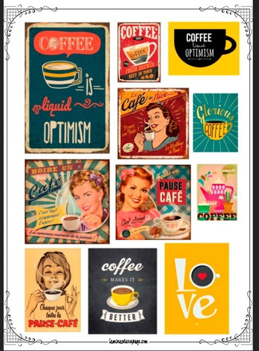 Imagen 1 de 1 de Cafe #01! Lámina Para Transferencias 21 X 29 Cm Vintage