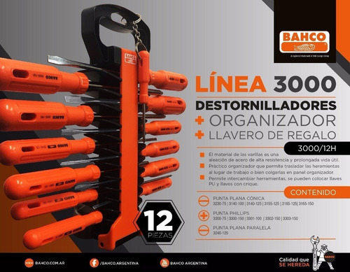 Set Juego 12 Destornilladores Bahco 3000 + Llavero De Regalo