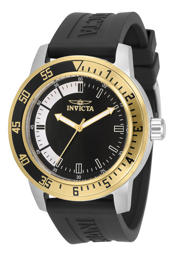 Reloj Invicta para Hombre Specialty 34097 en Silicona color Negro y bisel de color Dorado