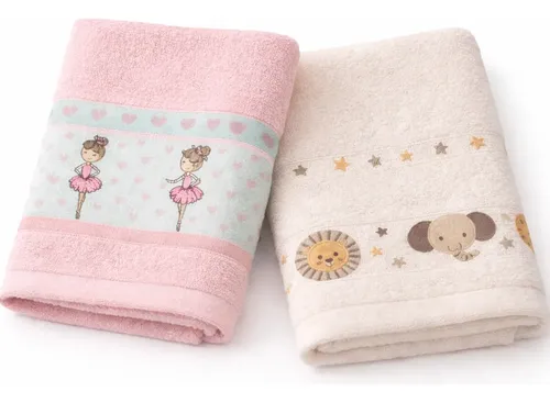 Kit 2 Toalhas De Banho 100% Algodão Infantil Kids Bebe