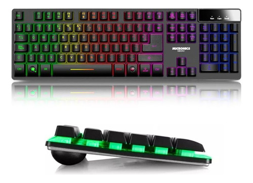 Teclado Gamer Semi Mecánico Micronics Neon Luces Led Rainbow