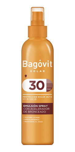 Acelerador Bronceado Bagovit Fps 30 Tonifica Hidrata 200 Ml