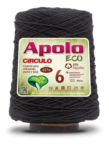 Barbante Apolo Eco 8 Cor 8990 Preto 470m Trico Bordado ml A@