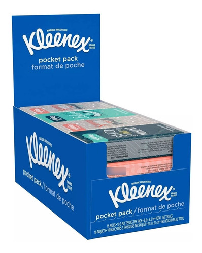 Imagen 2 de 4 de Kleenex Paquete De Bolsillo 16 Uds Con 10 Pañuelos C/u