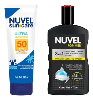 Protector Solar 50 Fps Y Crema Corporal Nuvel Kit Hombre