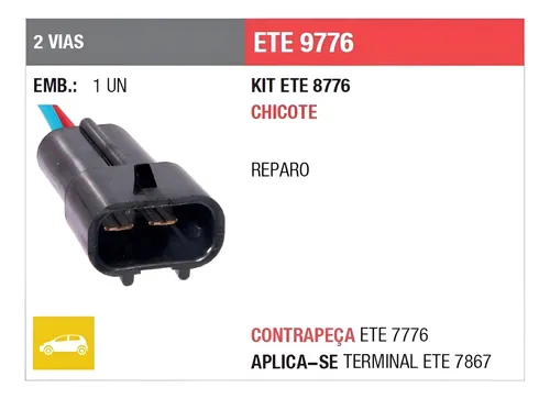 Chicote Rainha Das Sete - Conector Macho - 2 Vias - 9776 Chicote Rainha Das Sete - Conector Macho - 2 Vias - 9776