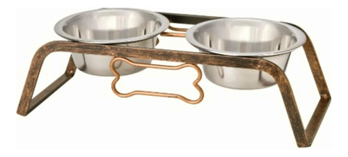 Loving Pets Rustic Bone Diner For Dogs, 2-quart, Aged Copper