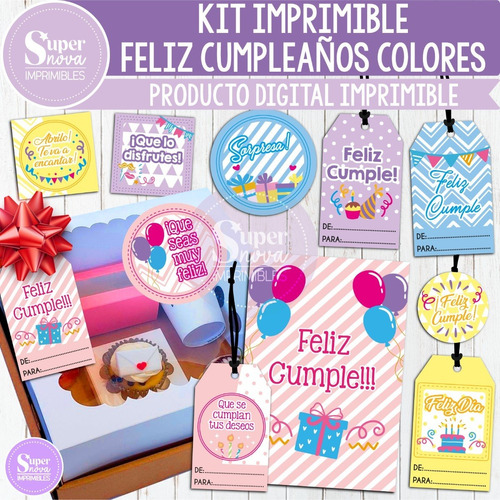 Kit Imprimible Emprendedor Tags Etiquetas Feliz Cumpleaños