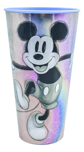 Juego De 4 Vasos De Plástico Plateado 700ml Mickey 100 Aniv