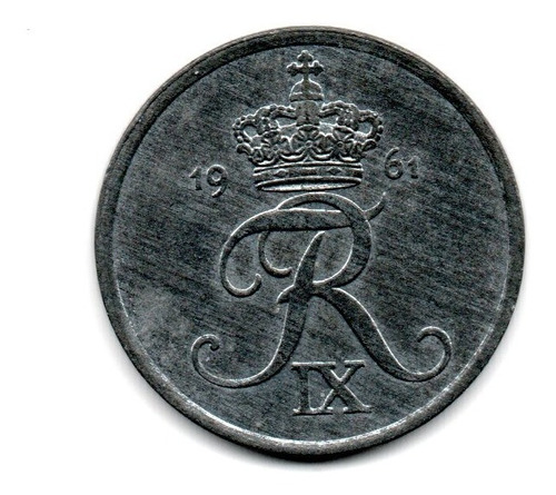 Moneda Dinamarca 2 Ore Año 1961 Km#840.2 Zinc