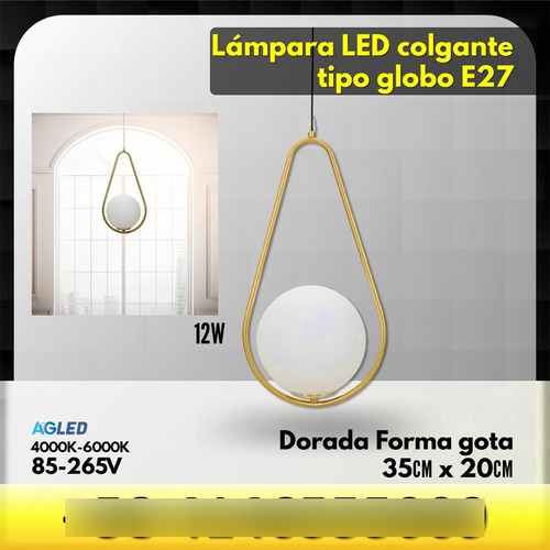 Lamp Led CoLG Globo Base Gota E27 12w Negra 6k 85-265v