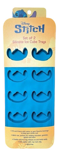 Molde Silicón Disney Stitch Set 2 12 Cubos De Hielo Azul Acero