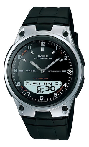 Cor da pulseira de relógio Casio Illuminator AW80-1AV E-watch: preto, cor da moldura: preto, cor de fundo, prata