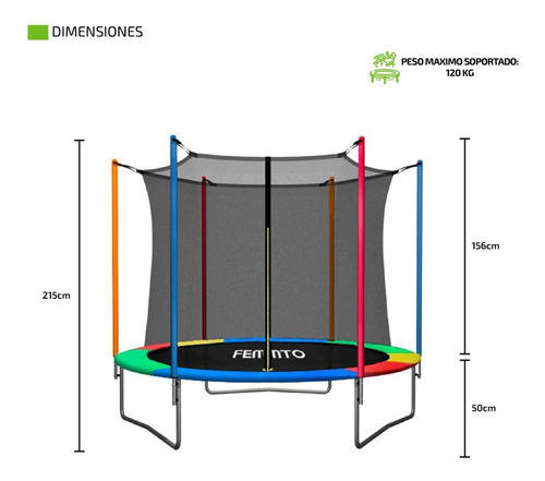 Imagen 5 de 10 de Cama Elastica 2.44 Metros Para Niños Adultos Grande Con Red