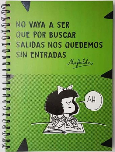 Cuaderno A4 Rayado Mafalda El Mundo Verde - Tapa Dura