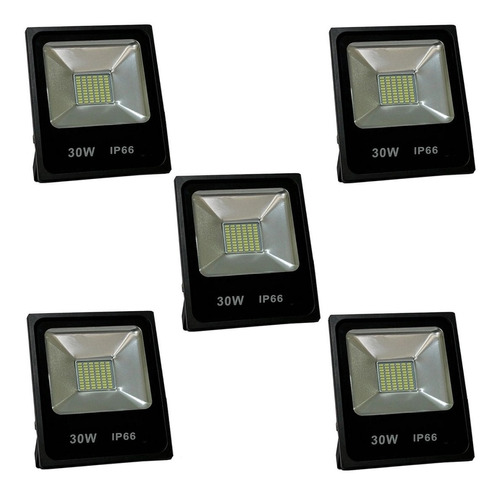 5 Refletor Led Externo Ip66 30w 6500k Branco Bivolt Upled