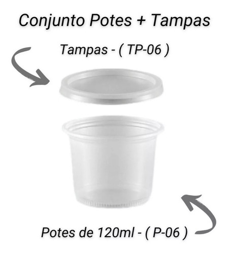 150 Pote Plástico P06 120ml Com Tampa Tp06 Sorvete Bolo