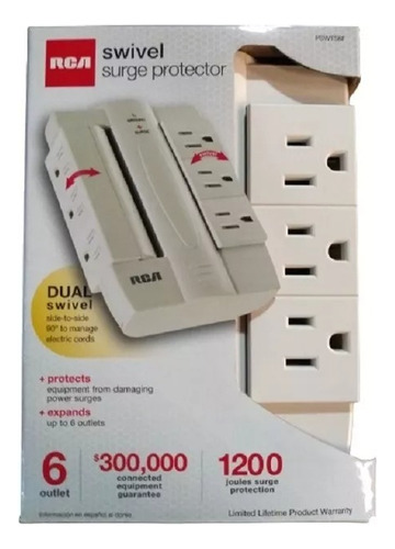 Supresor De Picos De 6 Multicontactos 1200 Joules Rca
