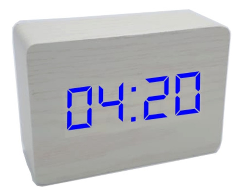 Reloj de mesa  despertador  digital MAS Accesorios Reloj Digital Madera  color blanco/azul 