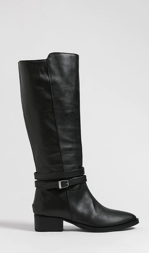 Bota Class Estilo Montar Clasica Caña Larga Cuero Negro