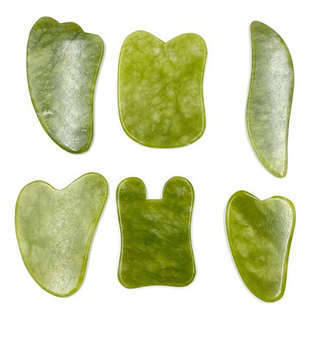 6 Piezas, Jade Face Natural Gua Sha Tablero, Antienvejecimie