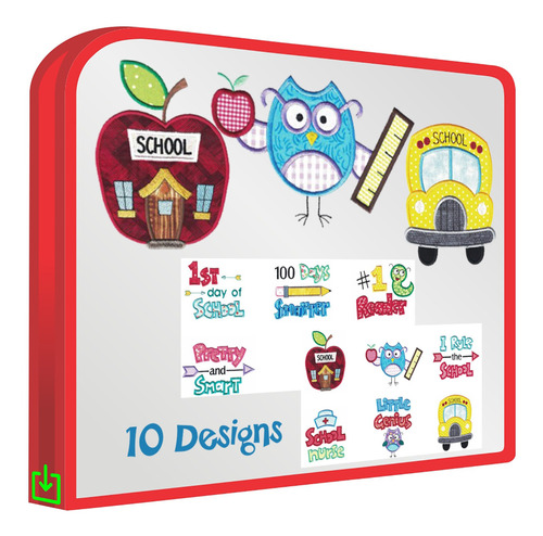 Reglas Escolares Aplique Set 10 Diseños Bordado Bordar Ropa