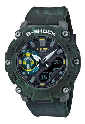 Reloj Casio G-shock Ga-2200mfr-3adr Hombre Color de la correa Verde Color del bisel Verde Color del fondo Negro