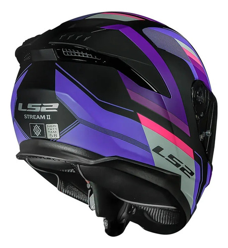 Capacete Ls2 Ff808 Stream 2 Vintage Roxo Fosco Óculos Solar