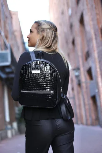 Mochila negra mujer piel new arrivals