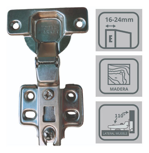 Bisagra Bidimensional Semicurva C/suave 35mm 4pares P/puerta