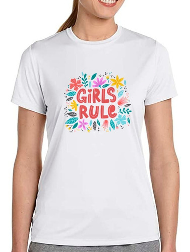 Franela Blanca Para Dama Diseño Girls Rules Sublimada 