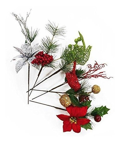 Juego De 6 Adornos Navideños De 9 Pulgadas Con Forma De Púa