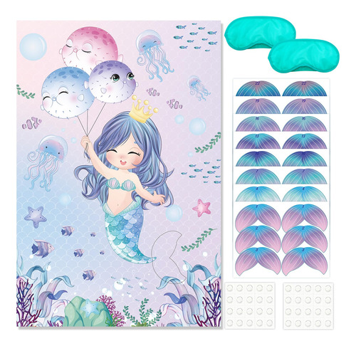 Ourwarm Juego De Fiesta De Pin The Tail On The Mermaid Para.