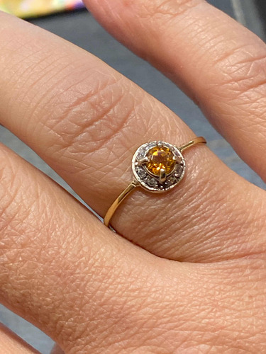 Luli Anillo Oro 18k Combina Oro Gris Circonias Topacio Citri