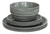 Comprar Juego Platos Melamina Playo, Postre, Bowl X 12u Color Gris Juego De Platos