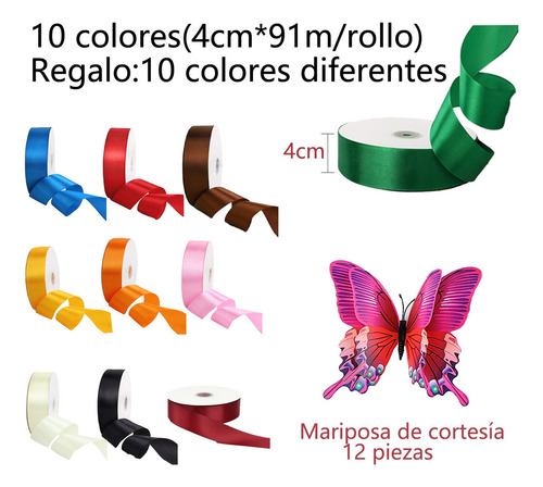 Listón Satinado 4 Cm Decoracion Popotillo Colores Listón 91m Color Verde Rollo De Liston Satinado