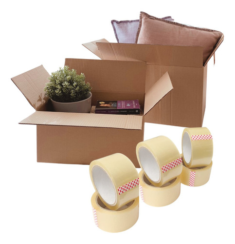 Pack Caja Mudanza /15 Cajas Resistentes + 6 Cintas Adhesivas