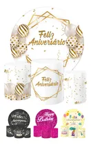 Comprar Painel Redondo E Capas Cilindro Sublimado Feliz Aniversário