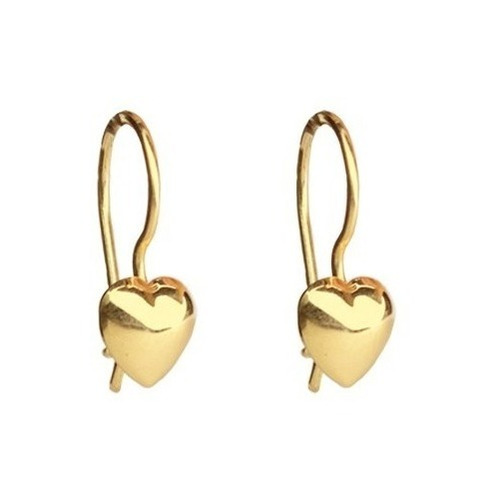 Aros Pendientes De Oro 18k Corazón Colgante