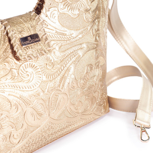 Bolsa Tote De Piel Grabada Y Tejida De Dama -teresa Oro Teresa Grabado