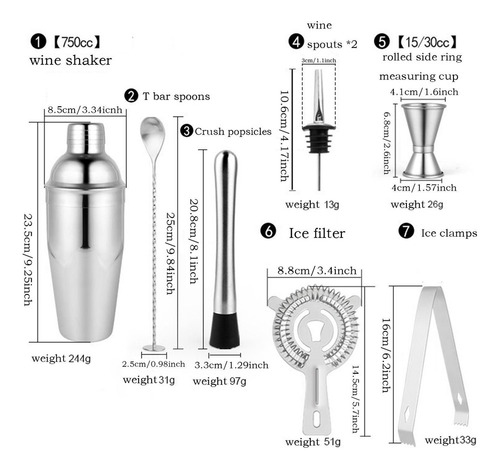 Shakers Bartending Shaker Para Bebidas Kit De Herramientas D
