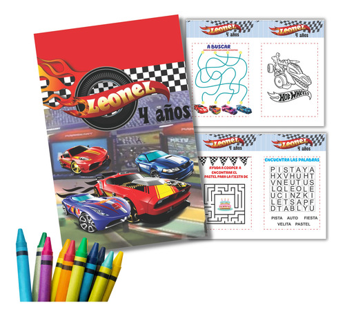 Libro Para Colorear Hot Weels Personalizado 65 Pz