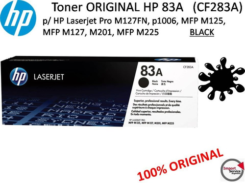Imagen 1 de 4 de Toner Original Hp 83a (cf283a) P/ Hp Laserjet Pro  / Negro